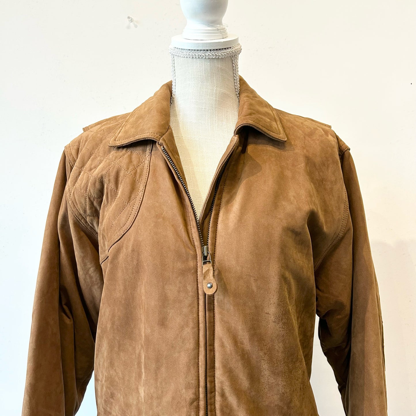 S Eddie Bauer Brown Leather + Gloves Jacket