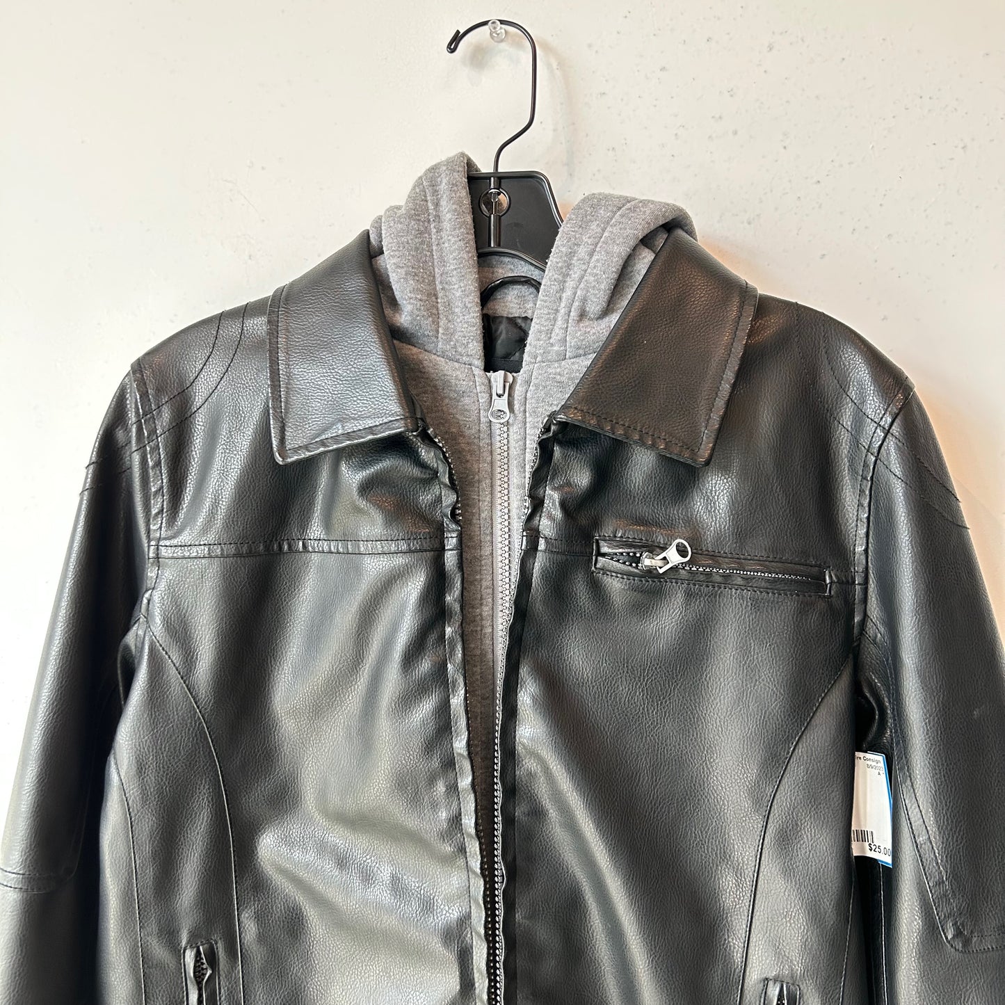 S Black Leather North Zone Jacket