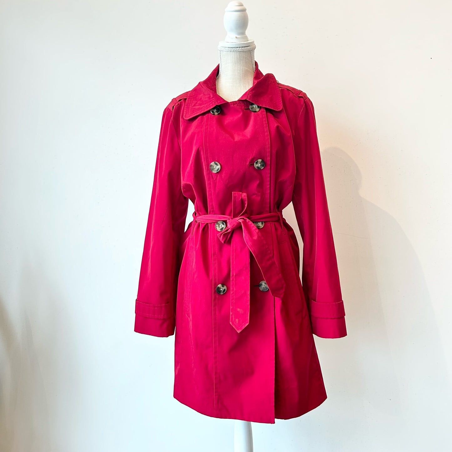XL Red London Fog Belted Trench Coat