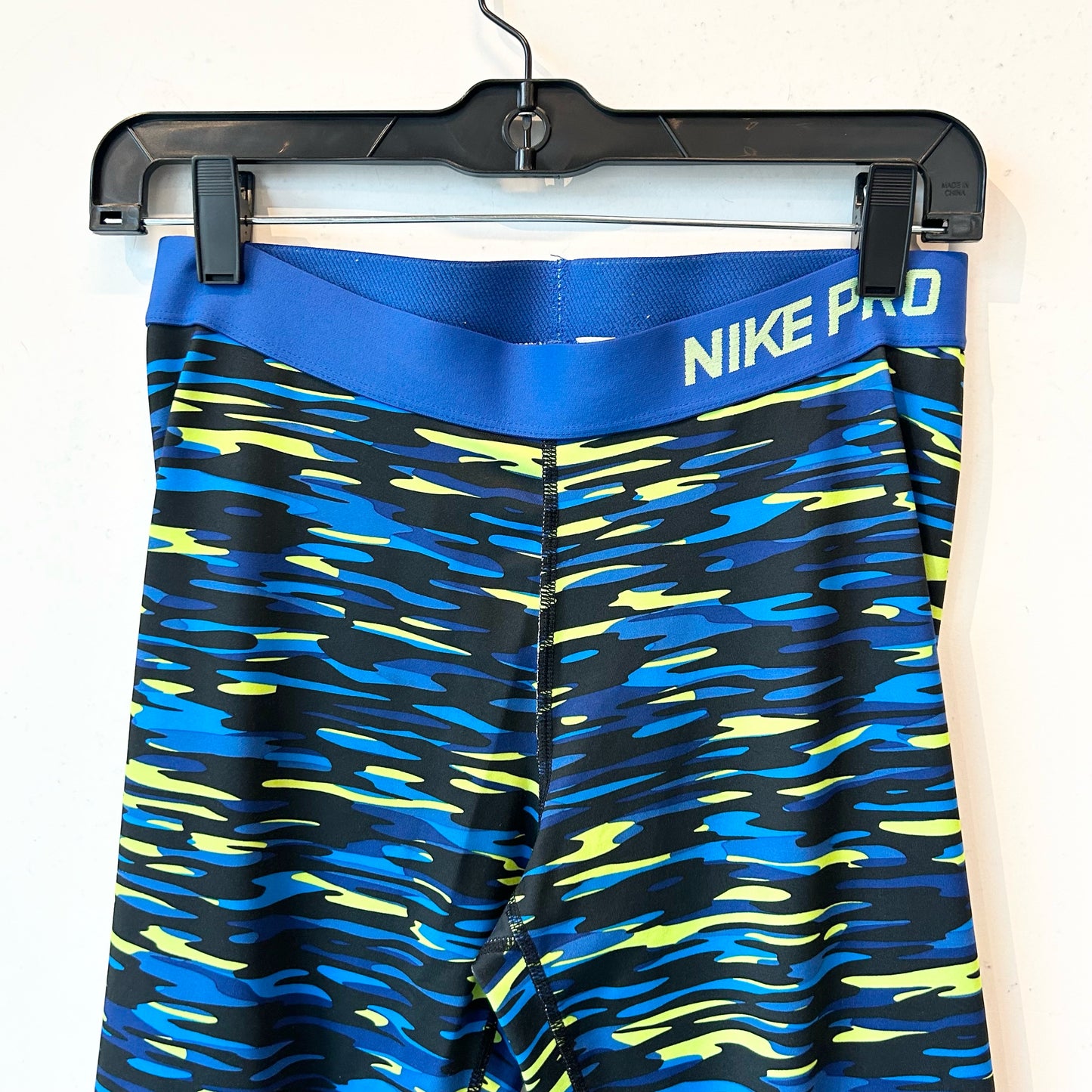 L Nike Blue-Neon Green Camo Leggings