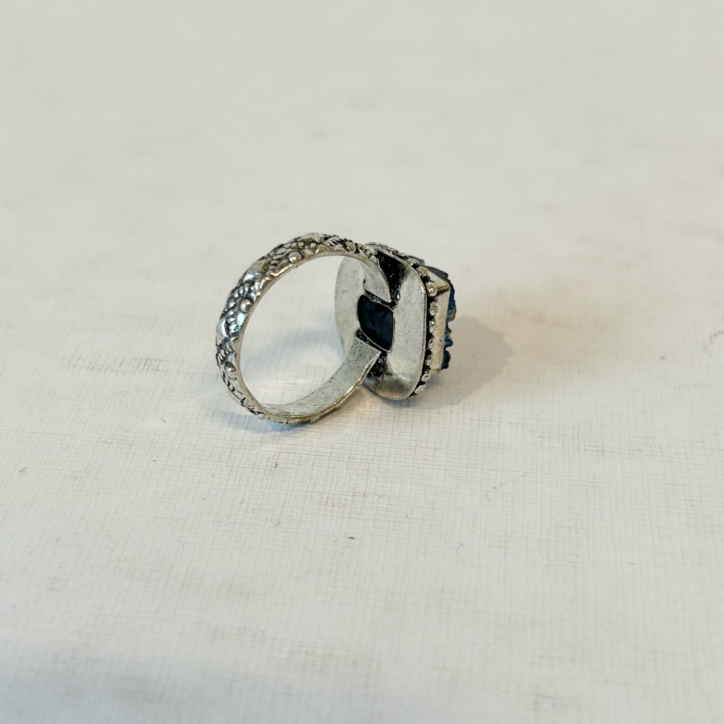 Silver Plated Blue Druzzy Ring